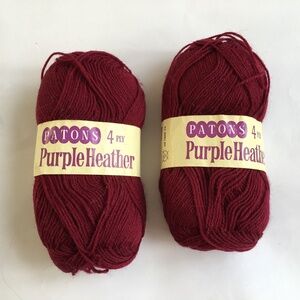 Patons Purple Heather 100% Wool Burgundy Lot of 2 Skeins 50 g Made in UK Vtg